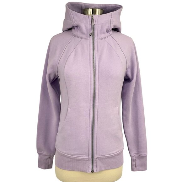 lululemon athletica Tops - Lululemon Scuba Hoodie Jacket Light Cotton Fleece Sheer Violet Size 4 Full Zip